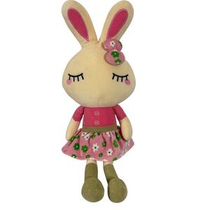 CLLayees Plush Bunny Doll Pink Floral Dress 20”  Stuffed Animal Toy
